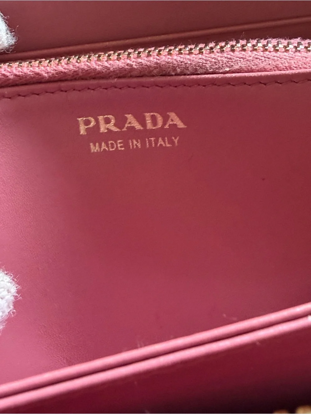 Authentic Prada Pink Textured Zip Wallet with Gold Logo